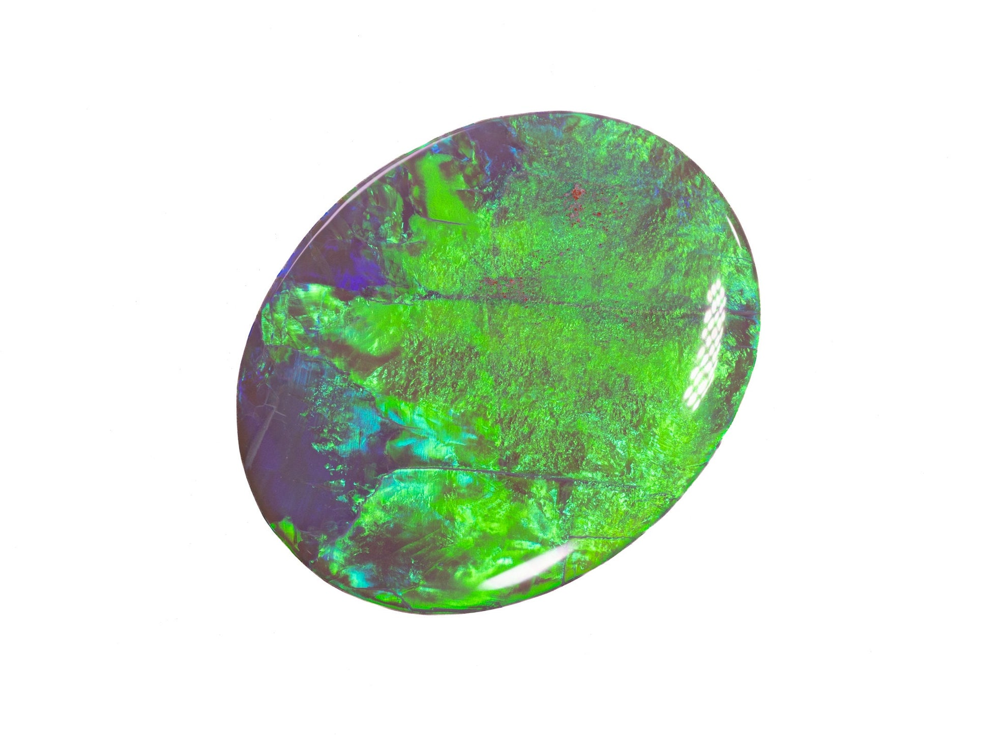 10.37 Carat Dark Opal Neon Green Oval Cabochon Lightning Ridge Australia - Redpoint Jewelry 