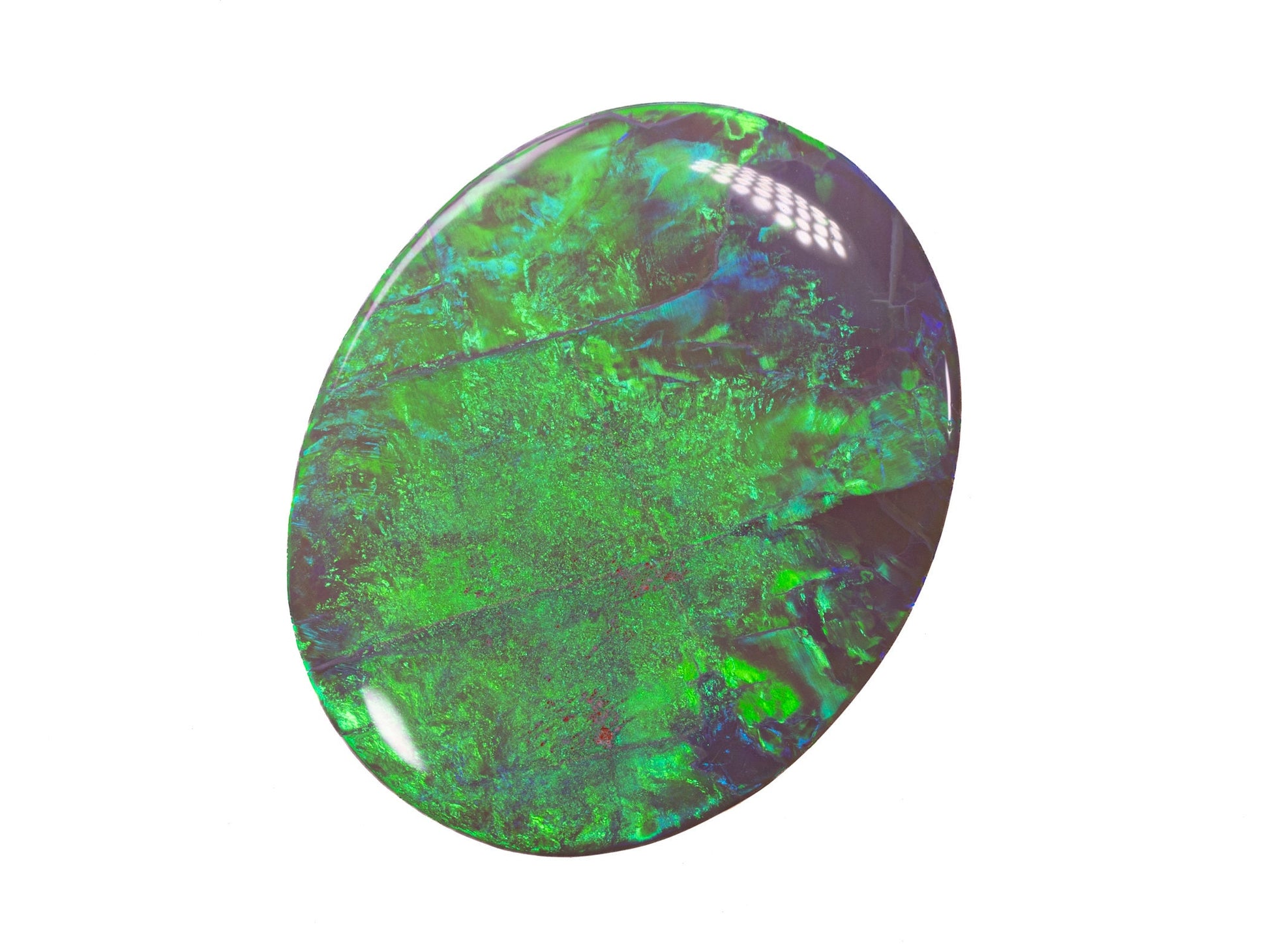 10.37 Carat Dark Opal Neon Green Oval Cabochon Lightning Ridge Australia - Redpoint Jewelry 