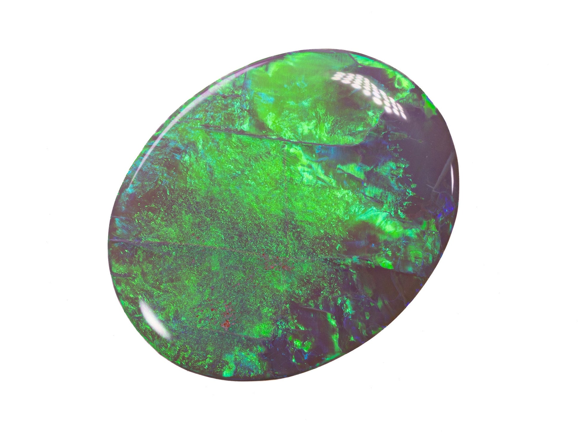 10.37 Carat Dark Opal Neon Green Oval Cabochon Lightning Ridge Australia - Redpoint Jewelry 