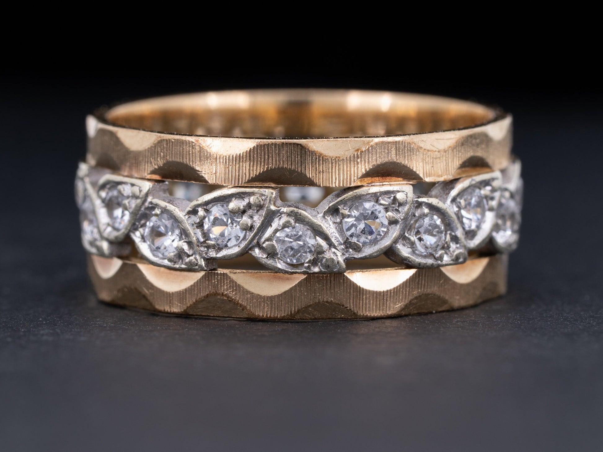 Vintage 9k Gold Eternity Ring CZ Gemstones Engagement - Redpoint Jewelry 