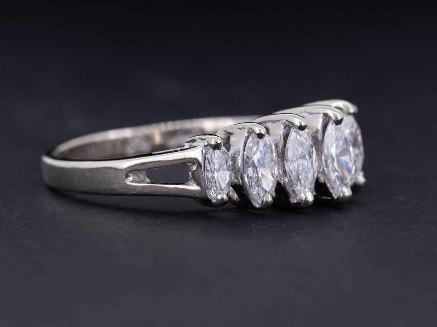 1.02cts Seven Stone Diamond Ring 14k White Gold Natural Marquise Diamonds Engagement Anniversary Band Jewelry Gift - Redpoint Jewelry 