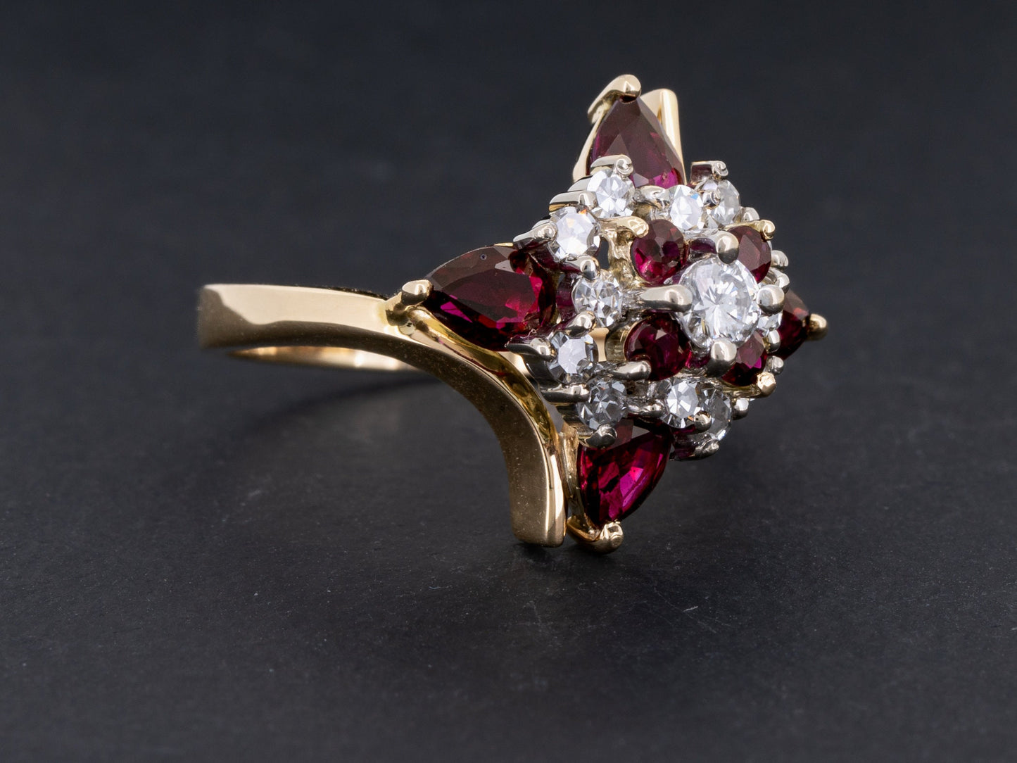 Vintage 1.91ctw Ruby and Diamond Ring in 14k Gold - Redpoint Jewelry 