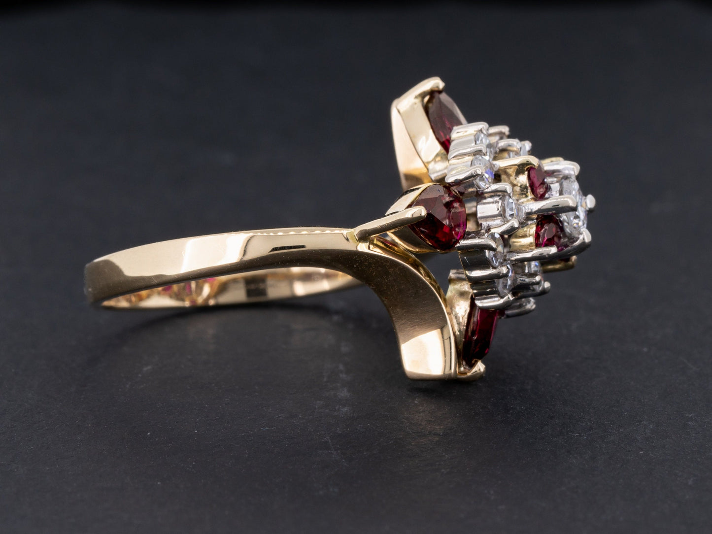 Vintage 1.91ctw Ruby and Diamond Ring in 14k Gold - Redpoint Jewelry 