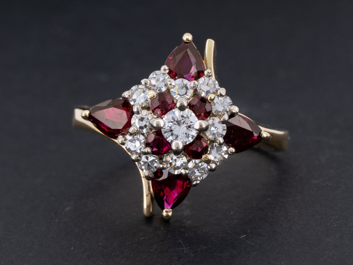 Vintage 1.91ctw Ruby and Diamond Ring in 14k Gold - Redpoint Jewelry 