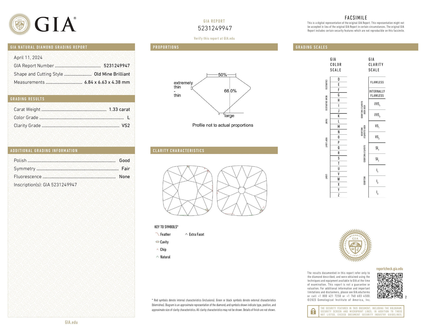 1.33ct GIA Certified Old Mine Natural Diamond L Color VS-2 Clarity - Redpoint Jewelry 