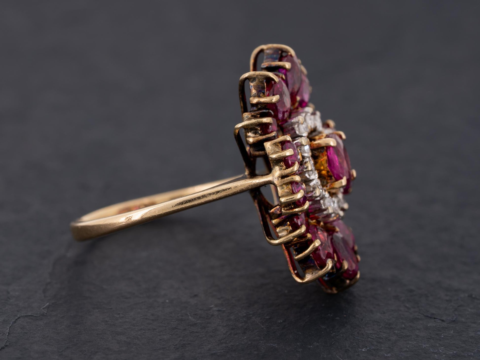 Edwardian Ruby and Diamond Engagement Ring 14k Gold - Redpoint Jewelry 