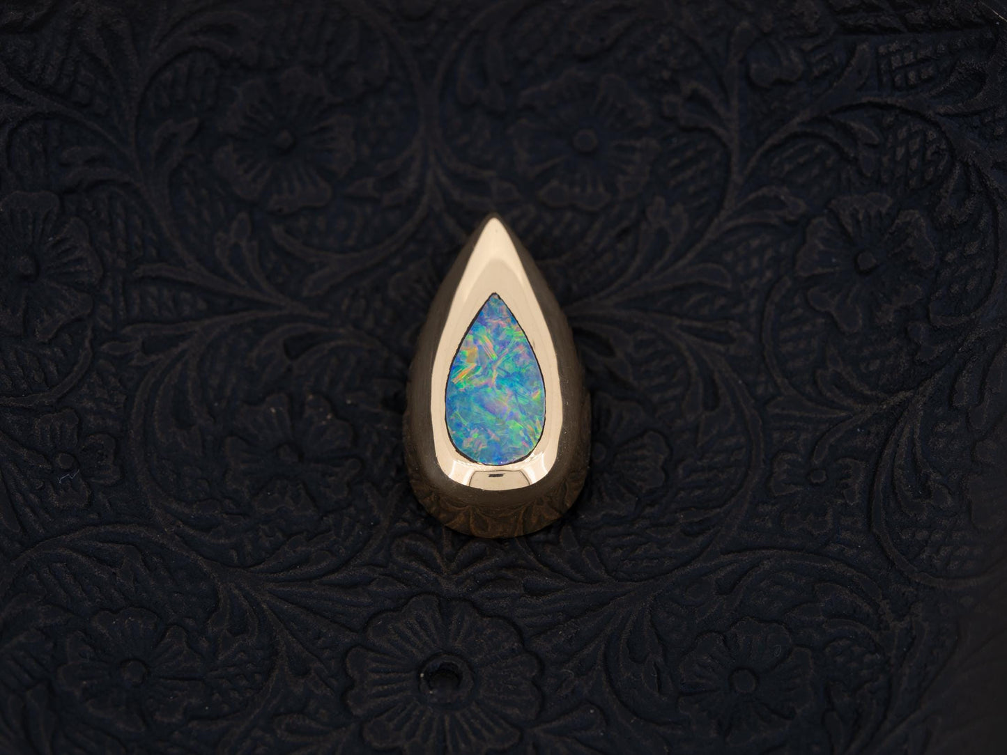 Australian Opal Pendant 14k Yellow Gold Anniversary Bridal Jewelry Gift