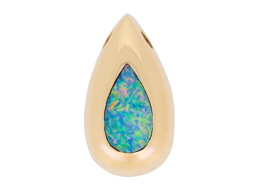 Australian Opal Pendant 14k Yellow Gold Anniversary Bridal Jewelry Gift