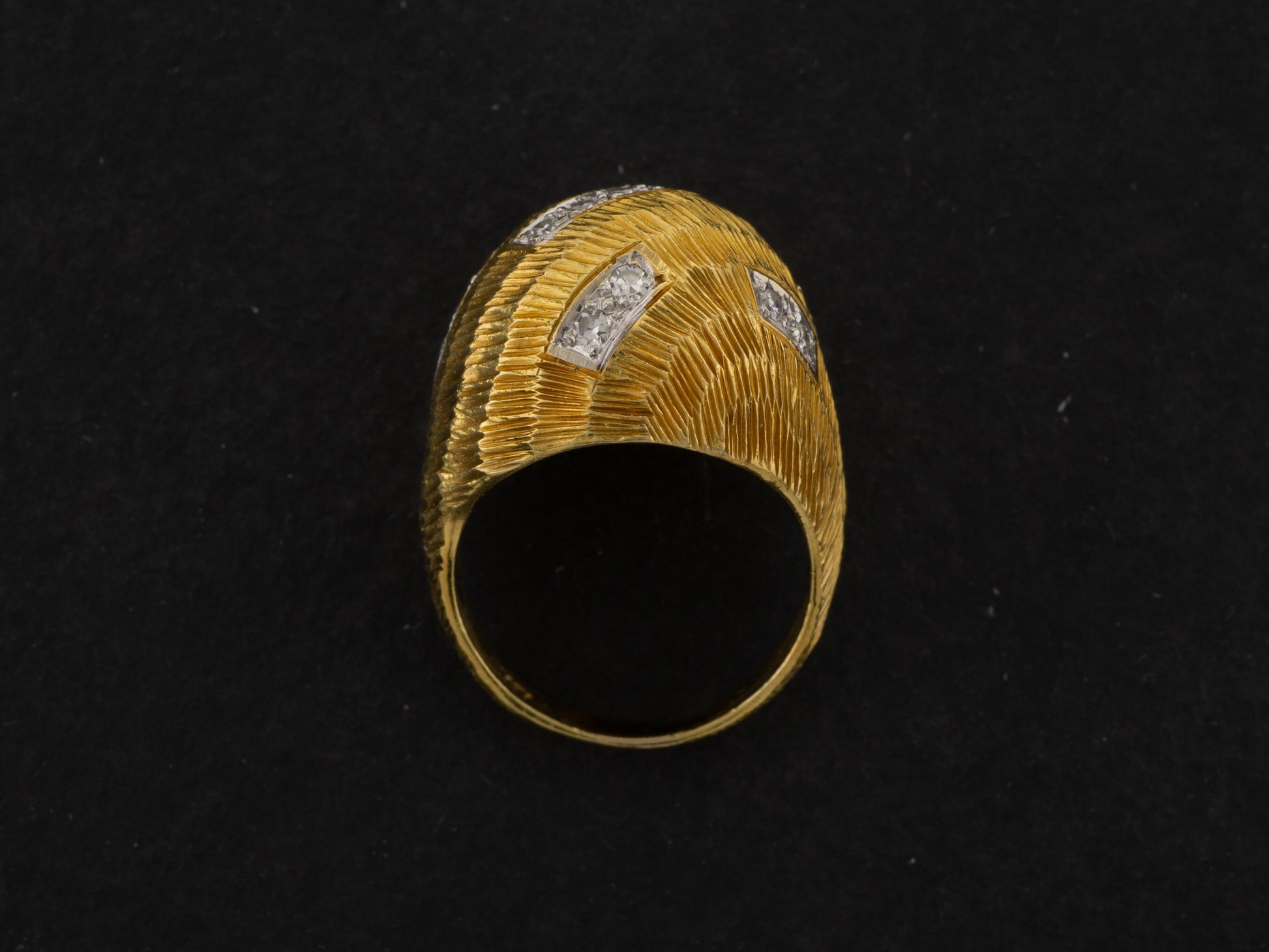 Vintage Diamond Dome Ring 18kt Yellow Gold Anniversary Ring Mid Century Jewelry - Redpoint Jewelry 