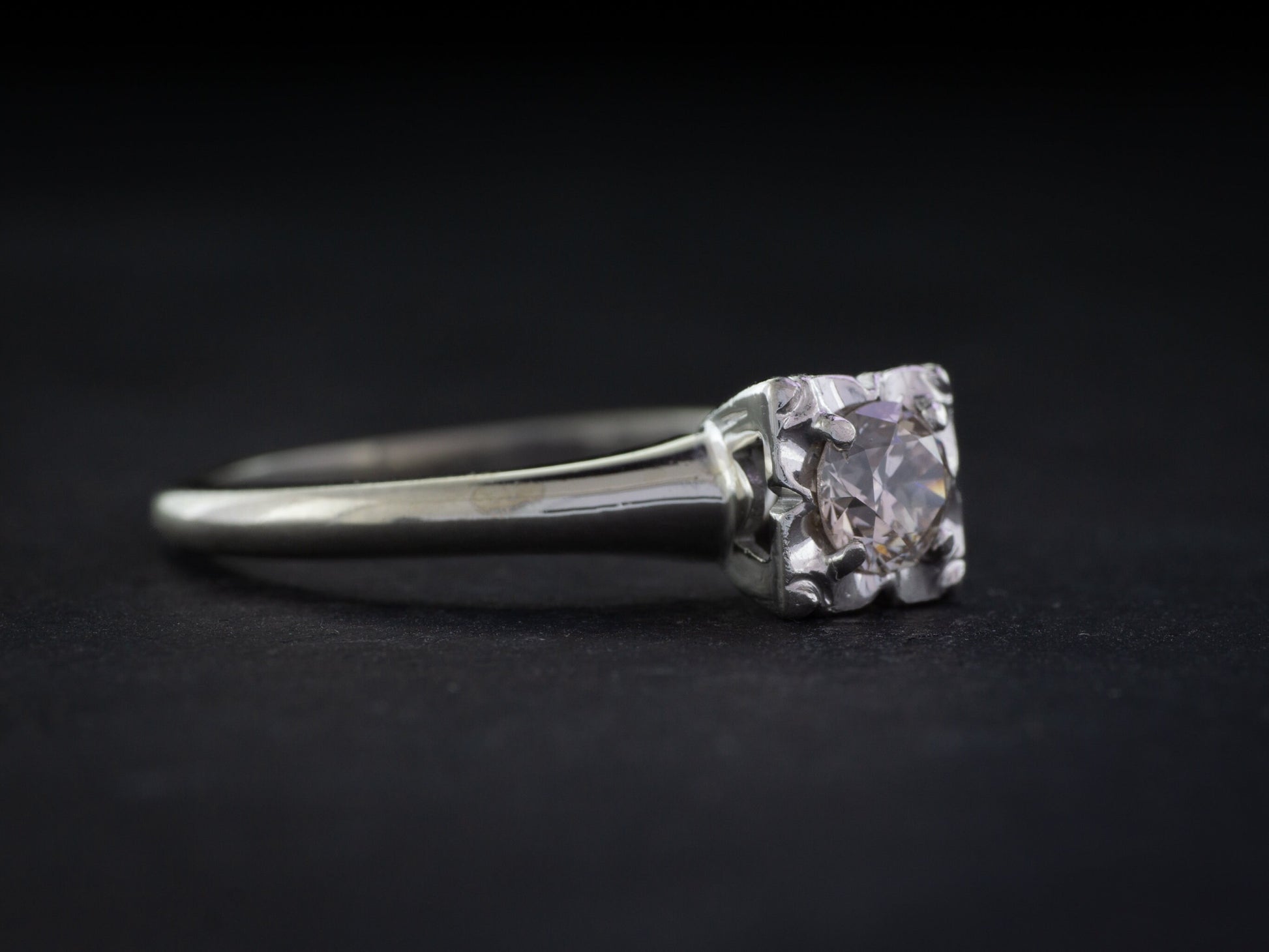 Vintage Diamond Solitaire Engagement Ring Art Deco By Orange Blossom - Redpoint Jewelry 