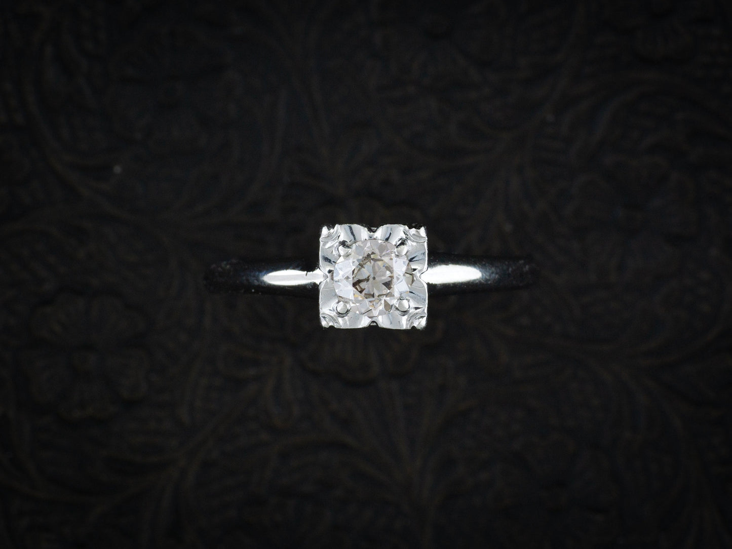 Vintage Diamond Solitaire Engagement Ring Art Deco By Orange Blossom - Redpoint Jewelry 