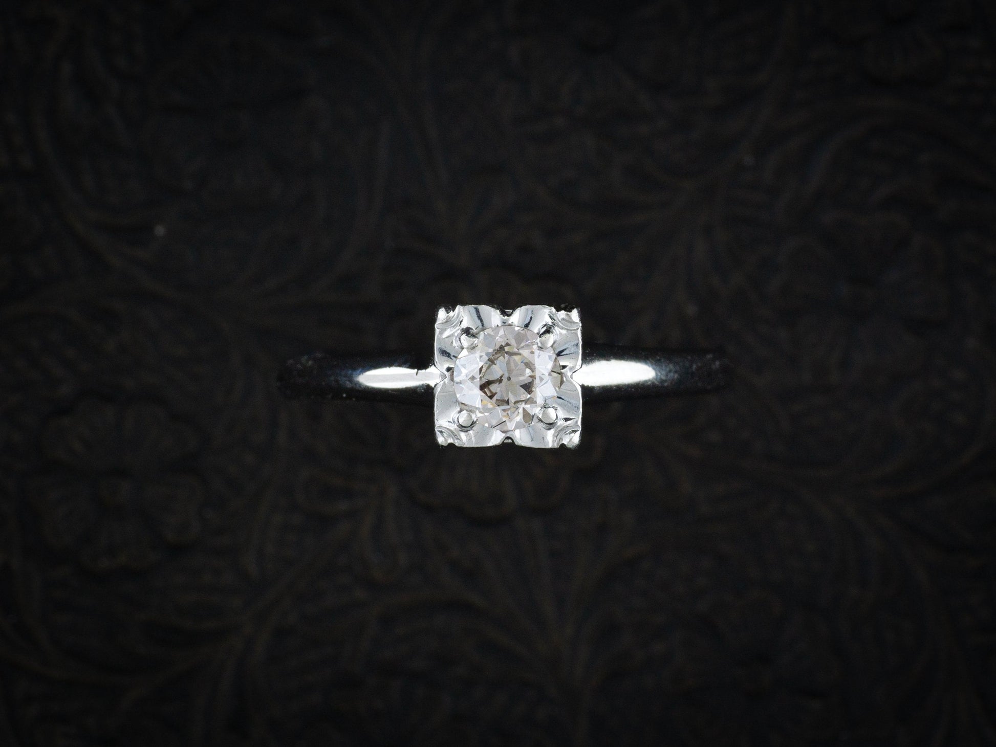 Vintage Diamond Solitaire Engagement Ring Art Deco By Orange Blossom - Redpoint Jewelry 