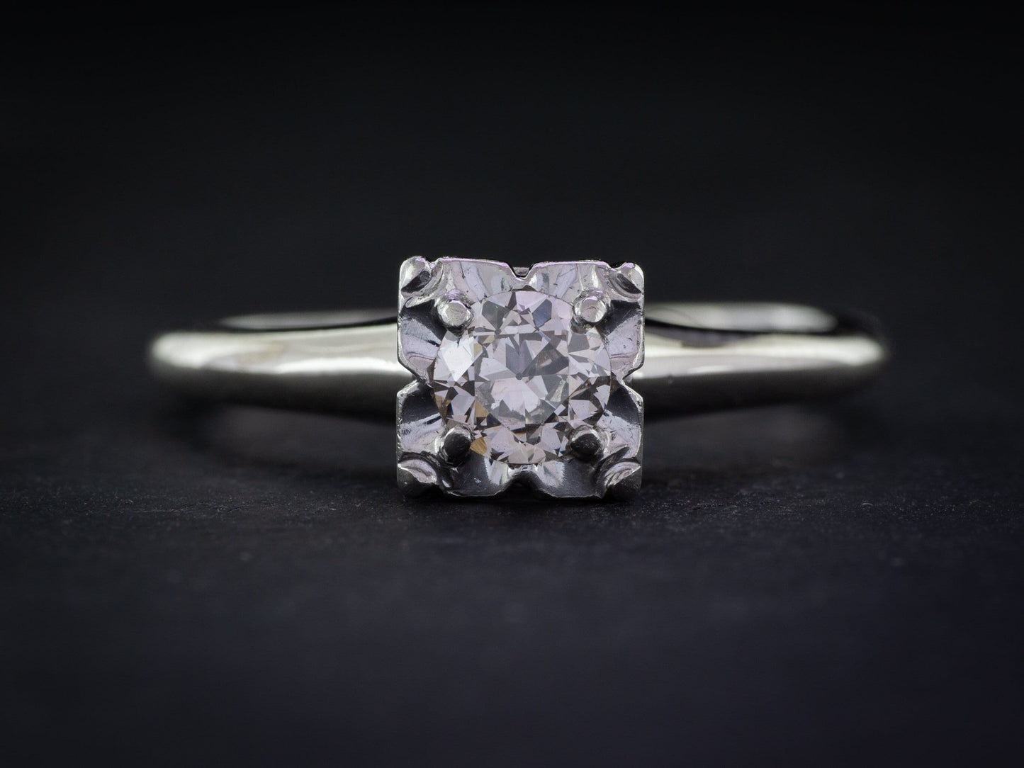 Vintage Diamond Solitaire Engagement Ring Art Deco By Orange Blossom - Redpoint Jewelry 