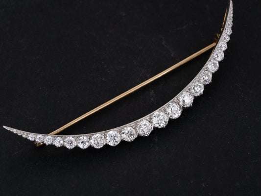 Victorian 5ctw Diamond Pin Brooch Old European Cut Diamonds - Redpoint Jewelry 