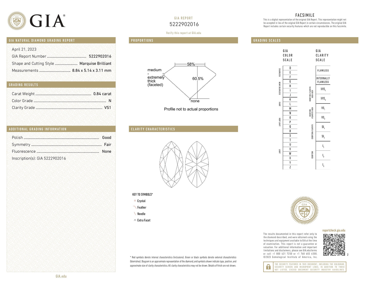 GIA Certified 0.84ct Marquise Brilliant Cut Diamond N VS-1 - Redpoint Jewelry 