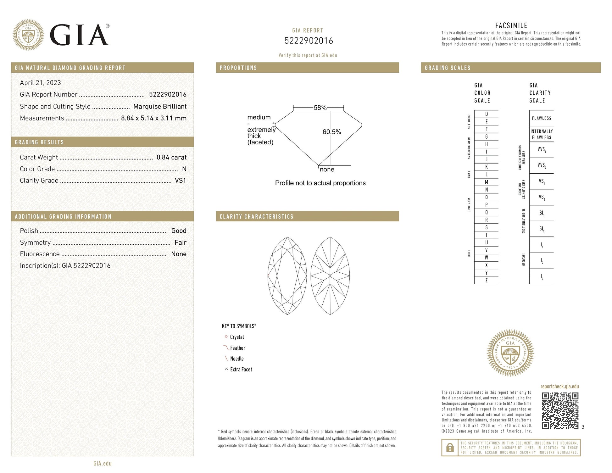 GIA Certified 0.84ct Marquise Brilliant Cut Diamond N VS-1 - Redpoint Jewelry 