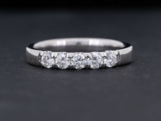 Five Stone Natural Diamond Ring 1/2ctw in 14k White Gold - Redpoint Jewelry 