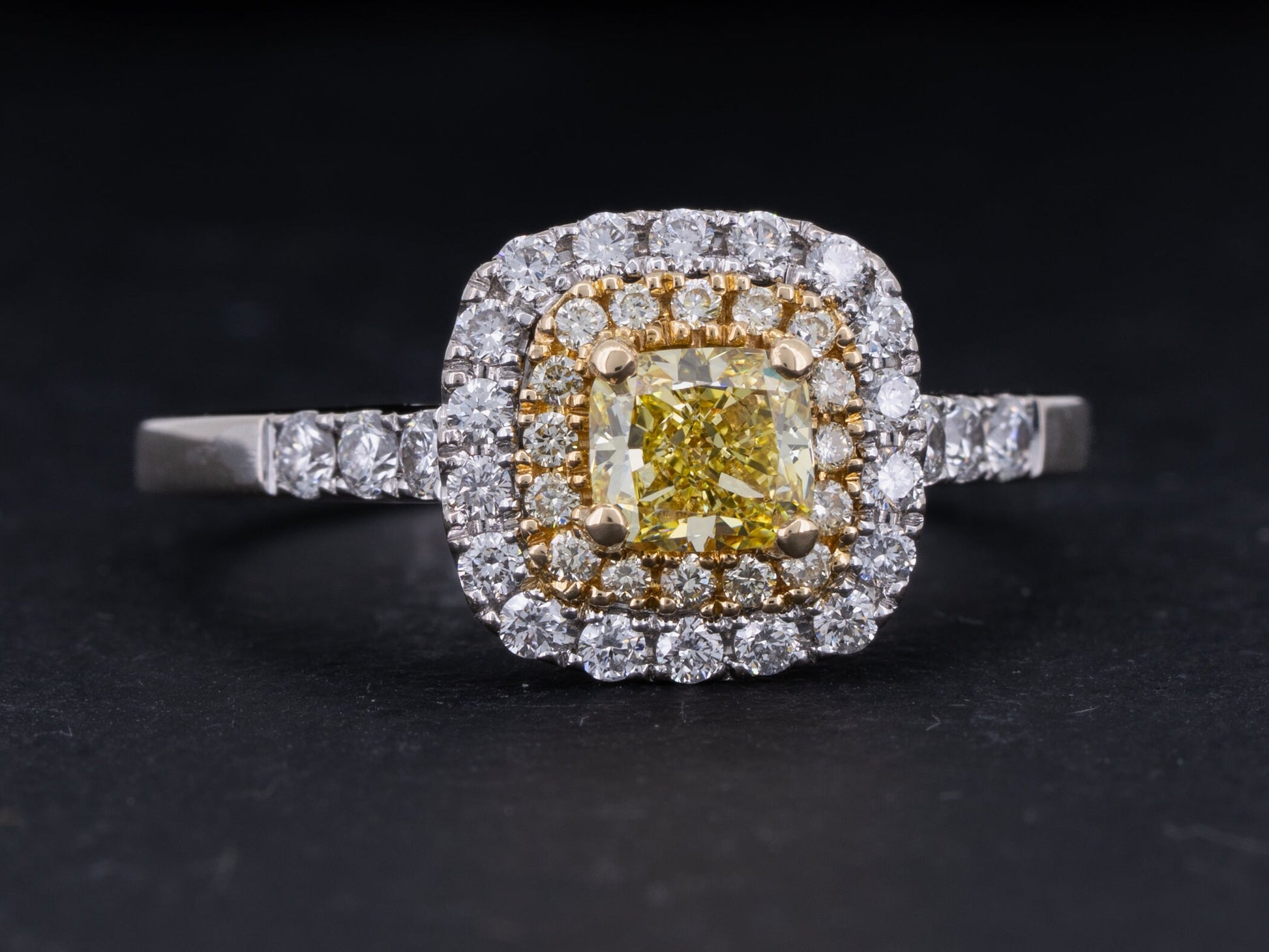 1.06ctw GIA Certified Diamond Engagement Ring Fancy Intense Yellow VS-2 - Redpoint Jewelry 