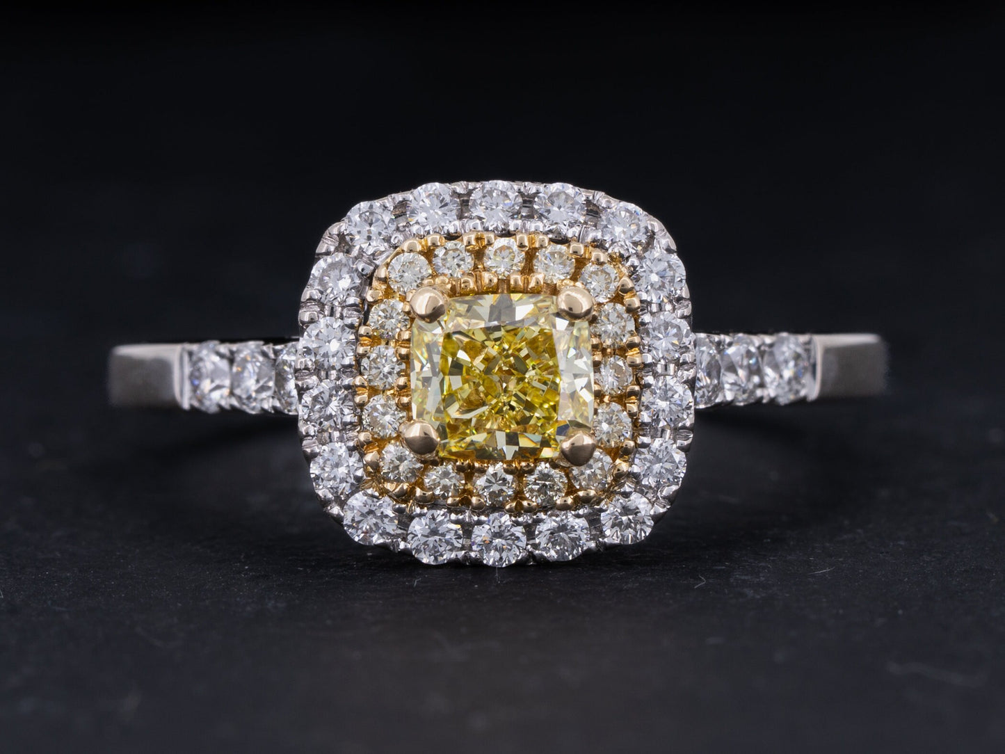 1.06ctw GIA Certified Diamond Engagement Ring Fancy Intense Yellow VS-2 - Redpoint Jewelry 