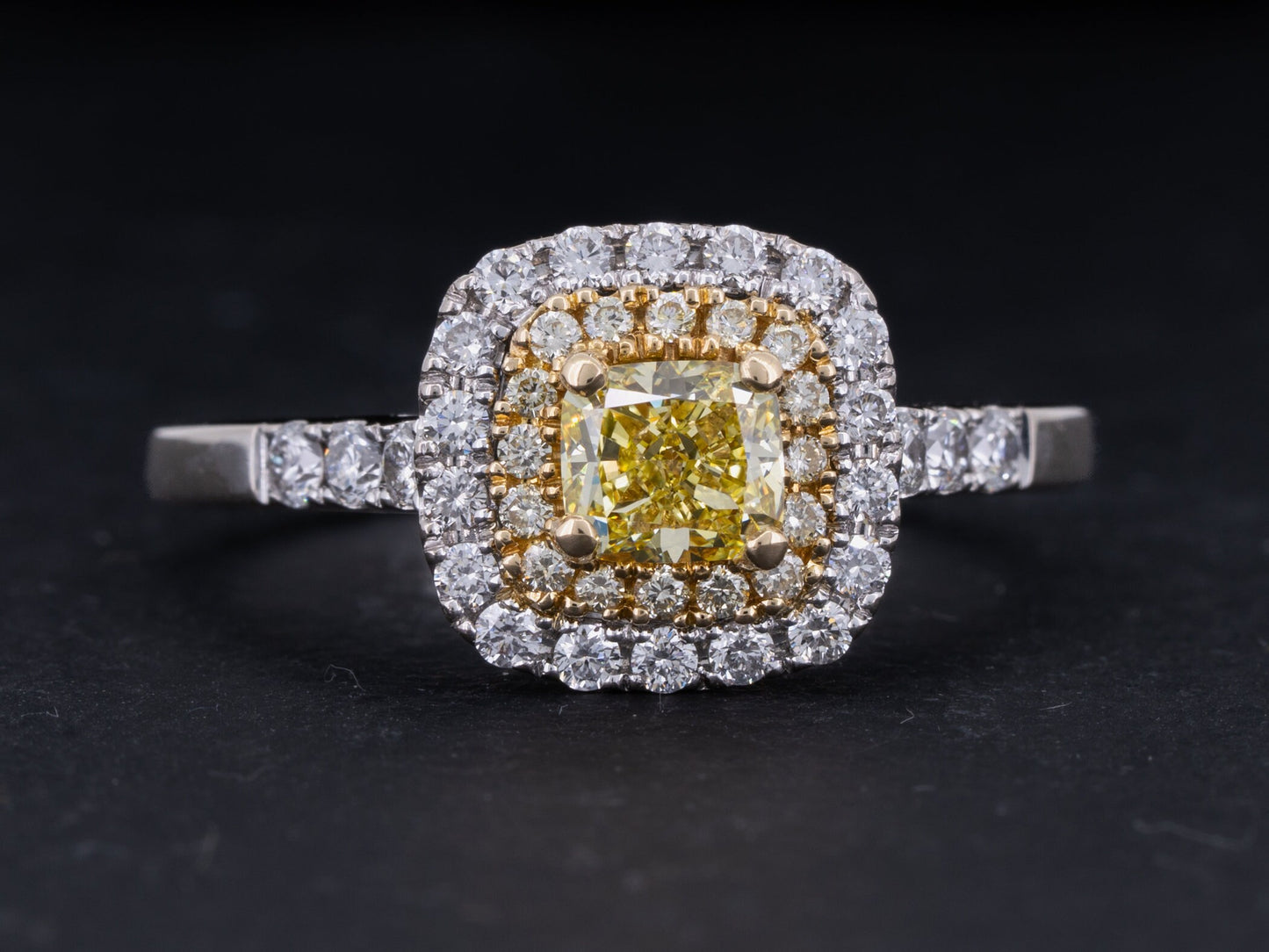 1.06ctw GIA Certified Diamond Engagement Ring Fancy Intense Yellow VS-2 - Redpoint Jewelry 