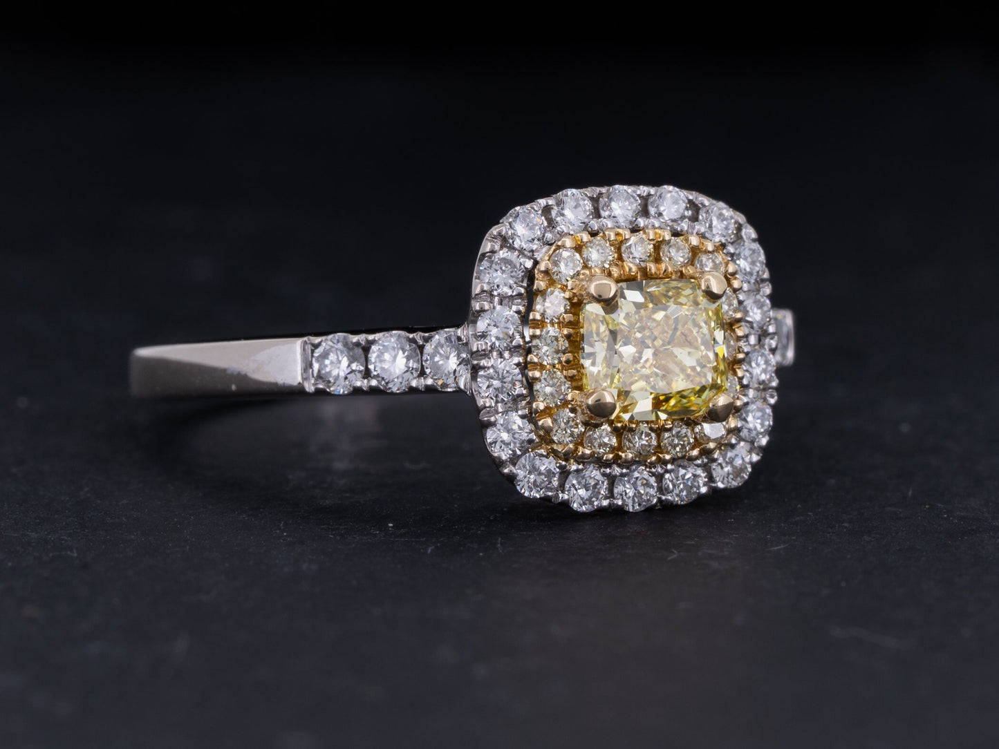 1.06ctw GIA Certified Diamond Engagement Ring Fancy Intense Yellow VS-2 - Redpoint Jewelry 