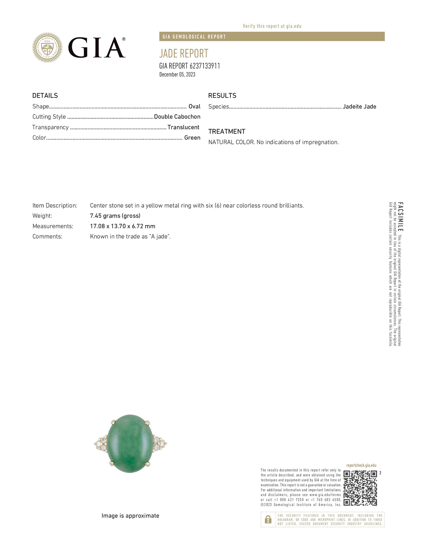 GIA Certified Type A Fei Cui Green Jade and Diamond Ring in 18k Gold - Redpoint Jewelry 